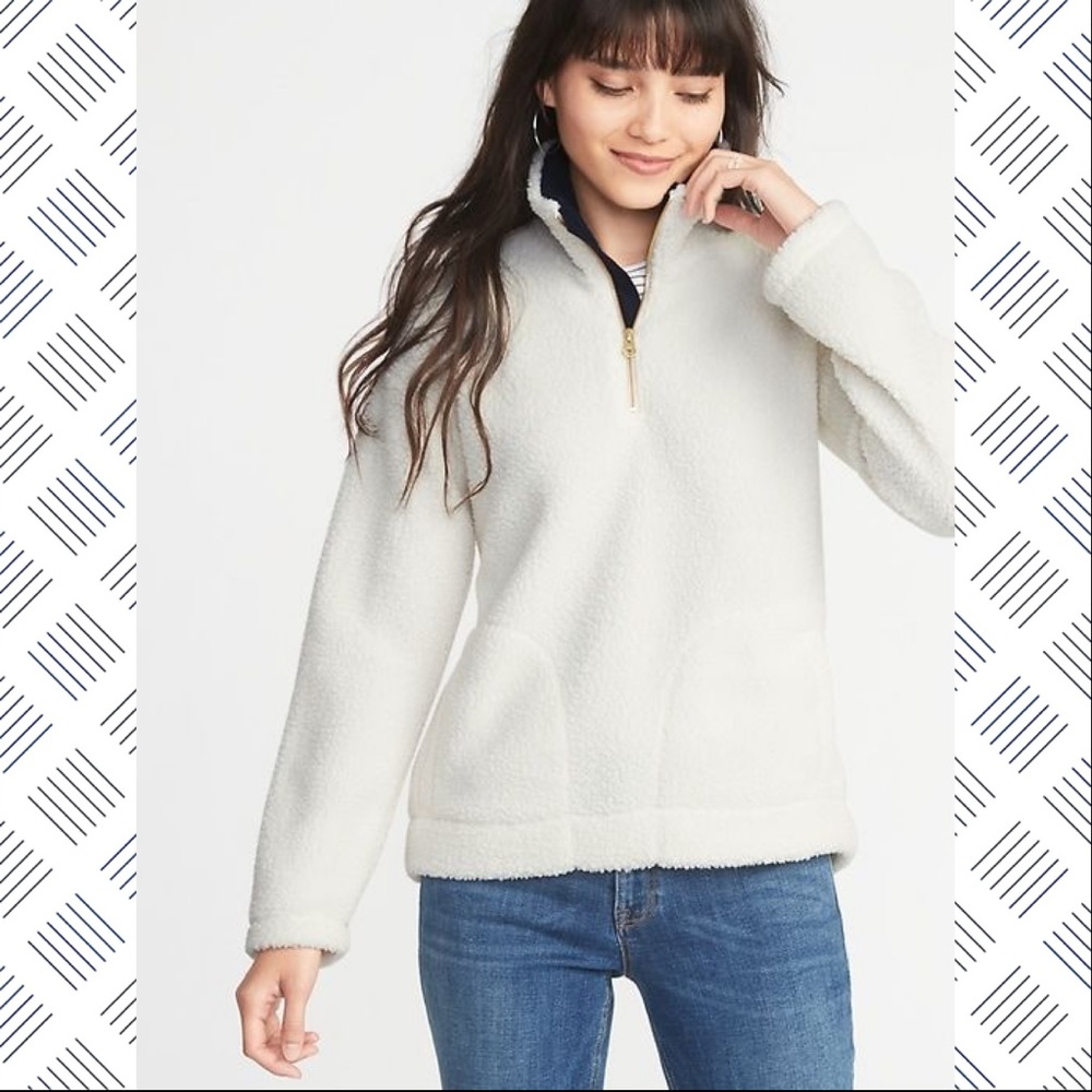 Sherpa mock-neck 1/4 zip pullover